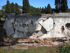 Fragments of the inscription once adorning Porta Romana