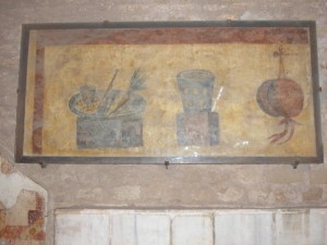 A painting of fruits and vegetables from a Thermopolium